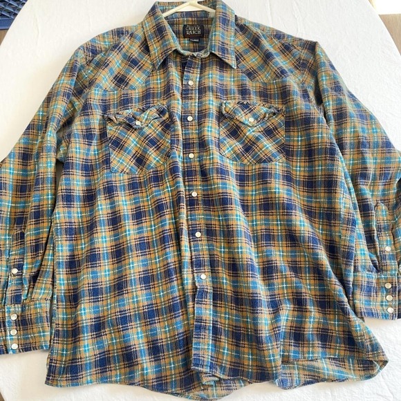 rock creek ranch Other - Vintage 90's yellow, blue and brown plaid button-up shirt